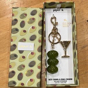 Piper K Olive Green Martini Keychain